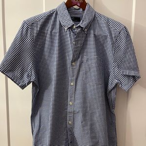 Gap: blue checkered box short sleeve button down